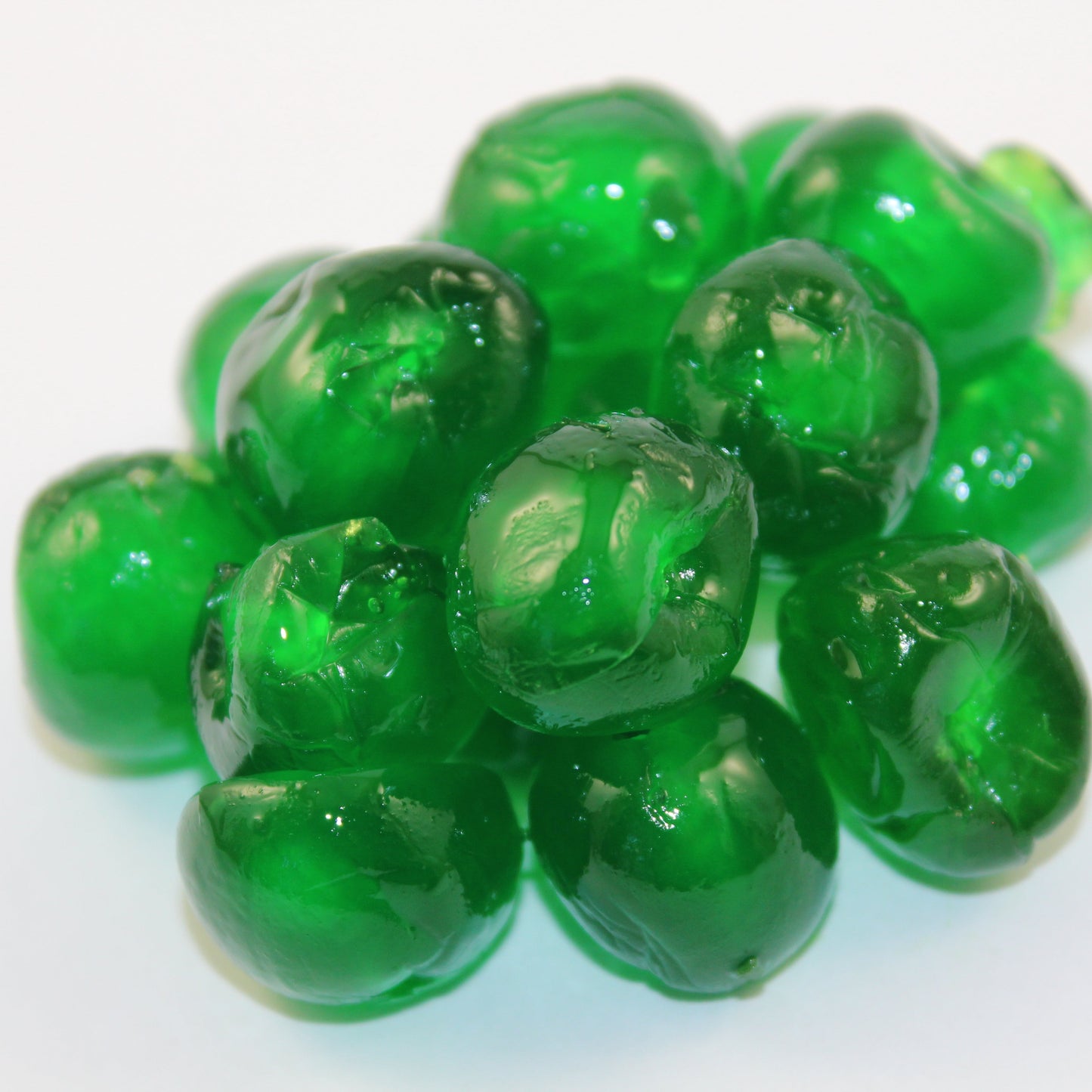 Whole green glace cherries